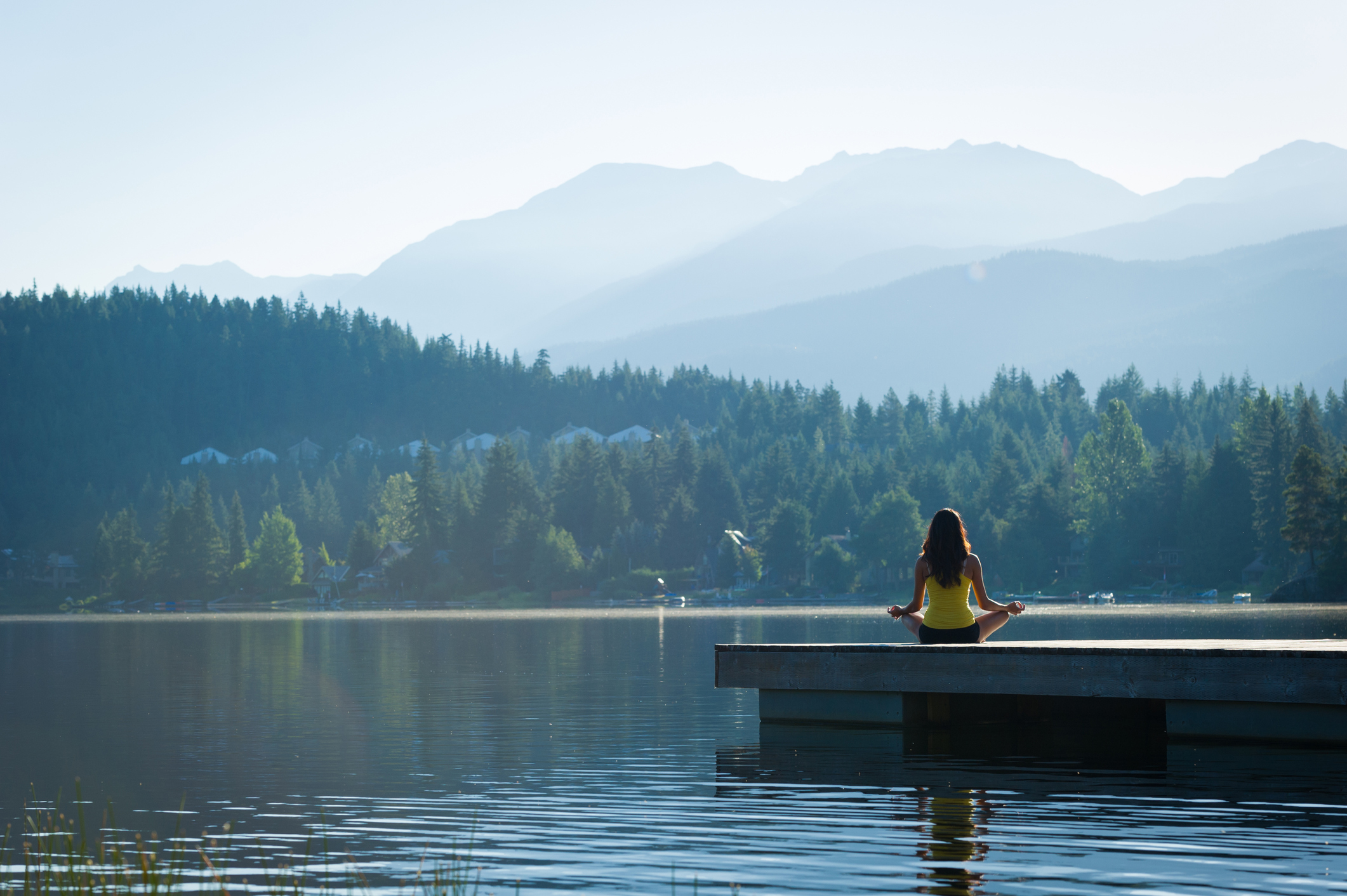 Easy Pose Tranquil Lakeside Meditation At Sunrise
