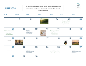 June 2026 Bainbridge Center Yoga Calendar